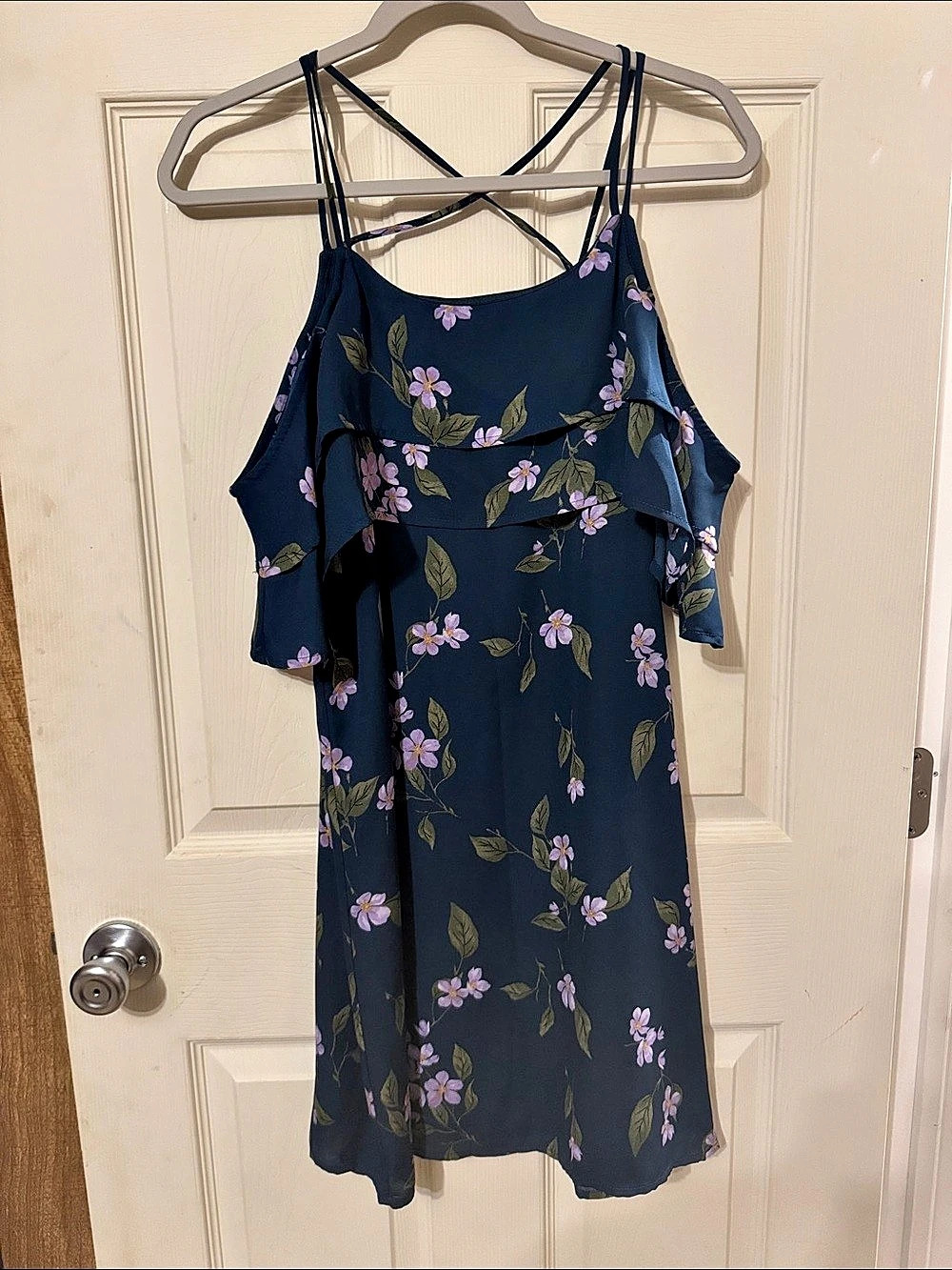 Miami Floral Mini Dress in Blue & Purple Size Medium